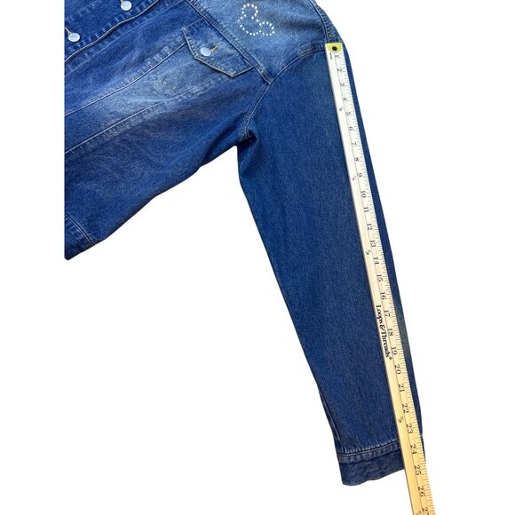 Vtg Disney Direct Women's XL Mickey Mouse Rhinestone Jean Jacket  Distressed - Picture 11 of 11